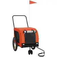 Syfax Fahrradanhänger Hunde Orange und Schwarz Oxford-Gewebe & Eisen