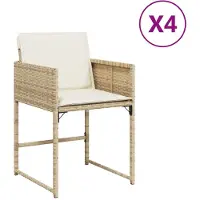 Syfax Gartenstühle mit Kissen 4 Stk. Beige Poly Rattan