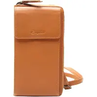 Esquire Leder Geldbörse Handytasche Peru Phone Wallet Bag Cognac hellbraun
