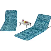 Costway 2er Strandmatte faltbar mit Beistelltisch, 5 Stufen verstellbare Rückenlehne, Gartenliege