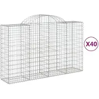 vidaXL Gabionen mit Hochbogen 40Stk. 200x50x120/140cm Verzinktes Eisen