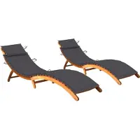 vidaXL Möbel Sonnenliegen 2 Stk. mit Auflagen Massivholz Akazie - Gartenliegen &34391