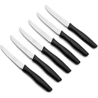 Jamon NOVA TABLE SET - Set aus 6 Tischmessern mit gezahnter Klinge und abgerundeter Spitze, ideal zum Schneiden von Speisen bei Tisch.