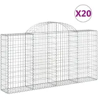vidaXL Gabionen mit Hochbogen 20Stk. 200x30x100/120cm Verzinktes Eisen