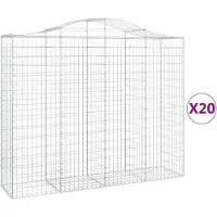 vidaXL Gabionen mit Hochbogen 20Stk. 200x50x160/180cm Verzinktes Eisen