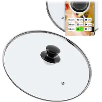 Kadax Topfdeckel "Caserta", Universaldeckel aus Glas mit Schwarzmatt griff, 28 cm