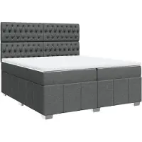 Syfax Boxspringbett mit Matratze Dunkelgrau 200x200 cm Stoff
