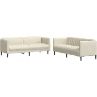 vidaXL 2-tlg. Sofagarnitur Creme Stoff