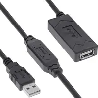 InLine USB 2.0 Aktiv-Verlängerung, USB-A Stecker/Buchse, 20m, 20 m, USB A, USB A, USB 2.0, 0,48 Gbit/s, Schwarz