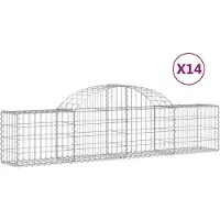 vidaXL Gabionen mit Hochbogen 14 Stk. 200x30x40/60 cm Verzinktes Eisen