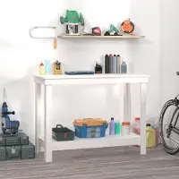 vidaXL Möbel Werkbank Weiß 110x50x80 cm Massivholz Kiefer - Werkbänke &37491