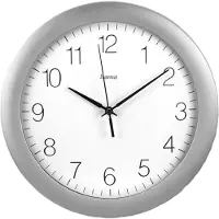 Hama Teneriffa, Wand, Analoge Uhr, Rund, Silber, Weiß, Kunststoff, Glas
