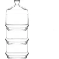 LAV Berry Stapelbare Glasdose für Süßigkeiten mit Deckel - 3 Ebenen 23 x 9 cm