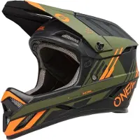O'Neal Fullface Helm Backflip Strike , Schwarz Orange Oliv, XS