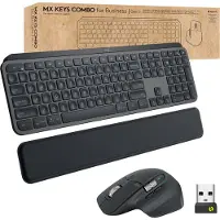 Logitech Master MX Keys Combo for Bussiness, Kabellos, RF Wireless + Bluetooth, Scherenschalter, QWERTZ, LED, Graphit