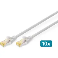 Digitus CAT 6A S/FTP Patchkabel, 10 Stück, 1 m, Cat6a, S/FTP (S-STP), RJ-45, RJ-45, Grau