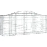 vidaXL Gabione mit Hochbogen 200x50x80/100 cm Verzinktes Eisen