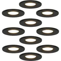 HOFTRONIC™ LED Einbaustrahler 6W 650lm 2700K IP65 Schwarz 10er Set