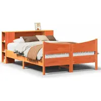 Syfax Massivholzbett ohne Matratze Wachsbraun 135x190 cm Kiefernholz