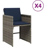 vidaXL Gartenstühle mit Kissen 4 Stk. Grau Poly Rattan
