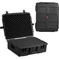 Vevor wetterfester Hartschalenkoffer Trockenboxen mit vorgeschnittenem Schaumstoff und einziehbaren Griffen für Reisen, IP67 wasserdichtes Gehäuse für Kameras Schwarz (62 x 49 x 22,5 cm)