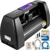Vevor Vinyl Schneideplotter, 375 mm Folienplotter, Offline Steuerung Folienschneider, Schwarz Plotter mit Signmaster Software, 3 Klingen, Zubehör, Kompatibel Windows Vinyldrucker Schneidemaschine