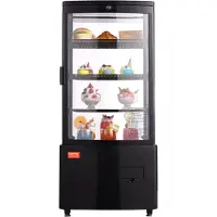 Vevor Kühlvitrine Kühlschrankvitrine Gebäckvitrine Bäckereivitrine 85 L, 3-stufiger kommerzieller Kühlvitrinenschrank mit LED-Beleuchtung & TURBO-Kühlung & frostfreie Luftkühlung für Café