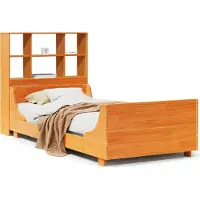 Syfax Massivholzbett mit Regal ohne Matratze Wachsbraun 100x200 cm
