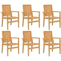 vidaXL Gartenstühle 6 Stk. Stapelbar 56,5x57,5x91 cm Massivholz Teak