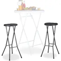 Relaxdays Barhocker klappbar BASTIAN 2er Set, Wetterfest, Höhe 80 cm, Barstuhl Doppelpack, Kunststoff, Tresen, schwarz