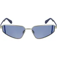 Calvin Klein Elegante Damen-Sonnenbrille in Silber: Rechteckig, Blau, Metallgestell