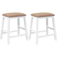 vidaXL Möbel Barstühle mit Kissen 2er-set - multifunktional& Moderne - Weiß Massivholz Gummibaum - Barstühle klassischem Design CLORIS4734638
