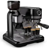 Klarstein Bella Café Siebträgermaschine Mit Mahlwerk – 19 Bar, 1.550 W, 1,4-l-Wassertank, Integriertes Kegelmahlwerk, Milchaufschäumer, 2 Tasseneinsätze, Thermo-Block, Schwarz