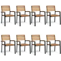 vidaXL BEI CLORIS Stapelbare Gartenstühle 8 Stk. Massivholz Akazie und Metall 2024 Neu1812786