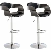 CLP 2er Set Barhocker Kingston Kunstleder schwarz/grau