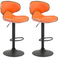 CLP 2er Set Barhocker Las Vegas V2 Kunstleder mit Fußstütze | Farbe creme Gestell Farbe schwarz
