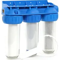 Naturewater NW-BR10B4 3 Stufen Wasserfilter, 5 µ, 32,89 mm (1"), Ø60 mm PP Kartusche, Filter Wandhalterung, Filterschlüssel, Sedimentfilter Aktivkohleblock Aktivkohlegranulat