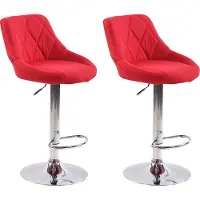 CLP 2er Set Barhocker Lazio Stoff höhenverstellbar und 360 Grad drehbar | Farbe creme