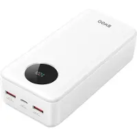 BWOO , Externer Akku 30000mAh USB-C 2xUSB LCD Weiß, Weiß