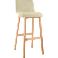 DELUKE Barhocker TENAR - Stoff Creme 41x46x102 cm Braun | Barstuhl Mit Lehne Tresenhocker Tresenstuhl Kneipenhocker Kneipenstuhl