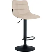 DELUKE Barhocker DUBAI - Creme, Kunstleder, Schwarz | Barhocker mit Lehne Barstuhl Tresenhocker Tresenstuhl Kneipenhocker Kneipenstuhl