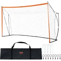 Vevor Tragbares Fußballtor Soccertor Fußballnetz 3,66 x 1,83 m für den Garten, Übungsfußballnetz Trainingstor-Set mit Stahl-Glasfaserstruktur, Allwetter-Fußballtore mit Tragetasche, Orange
