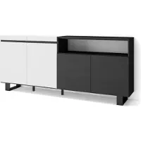 Skraut Home Sideboard, Highboard, 200x87x35cm, 4 Türen, Industriedesign, Weiß und Schwarz