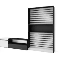 Skraut Home Wohnwand Wohnzimmer, 260x35x186cm, Für TV-Geräte bis zu 65", Wohnzimmer Möbel, Weiß und Schwarz