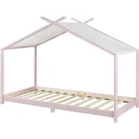 En.casa Kinderbett 'Brome' Hausbett 90 x 200 cm Rosa