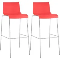 CLP 2er Set Barhocker Hover Kunststoff 4-Fuß Gestell 4-Fuß Gestell rot Gestell Farbe chrom