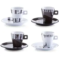 Zeller Espresso-Set, 8-tlg., "Coffee style", Porzellan