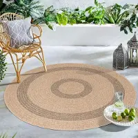 Carpetsale24 Runder Outdoor Teppich Wetterfest Küchen Teppich Wasserfest Flachgewebe Sisal Optik Vintage für Balkon Terrasse Wohnzimmer 200 cm Rund