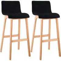 CLP 2er Set Barhocker Hover Stoff gepolstert mit Lehnen Vierfußgestelle Natura | Farbe schwarz