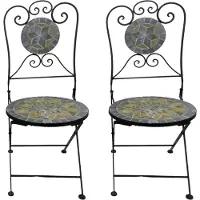 Mojawo 2er Mosaik Klappstuhl Bistrostuhl Balkonstuhl Gartenstuhl Stern Design